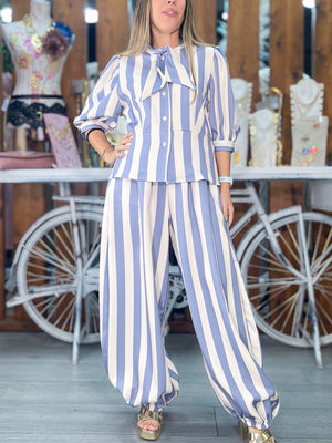Traje manga codo rayas