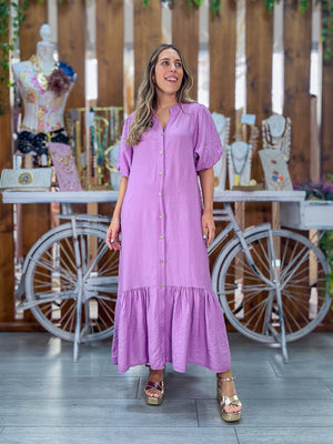 Vestido lila abullonado