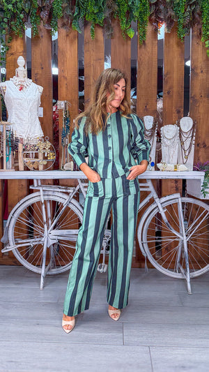 Pantalón aguamarina rayas