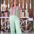 Cargar imagen en el visor de la galería, Blusa rayas verde y rosa
