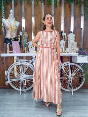 Vestido rayas coral