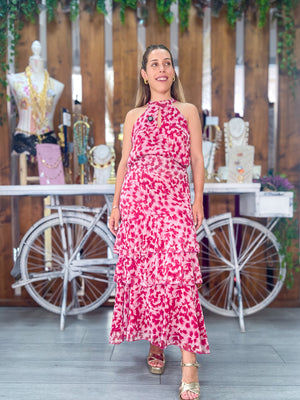 Conjunto gasa volante rosa