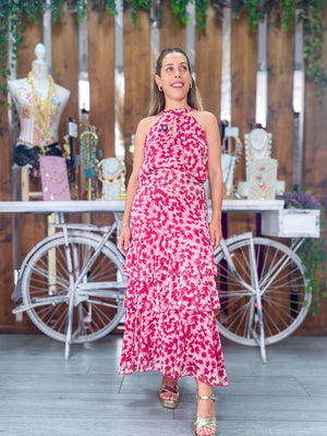 Conjunto gasa volante rosa