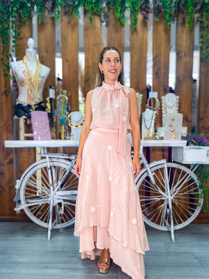 Conjunto Dalia rosa empolvado