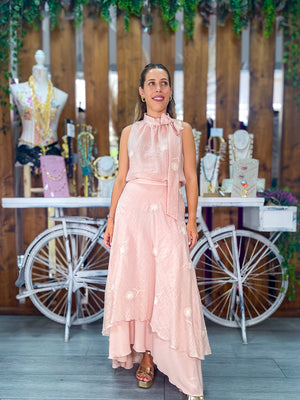 Conjunto Dalia rosa empolvado