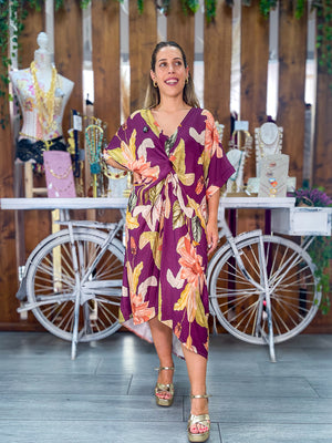 Vestido nudo granate