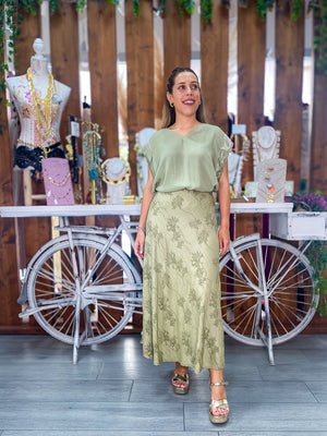 Falda satinada brocada