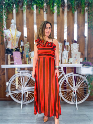 Vestido asimétrico naranja
