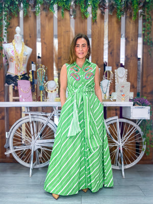 Vestido verde raya lazada