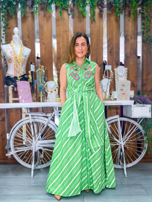 Vestido verde raya lazada