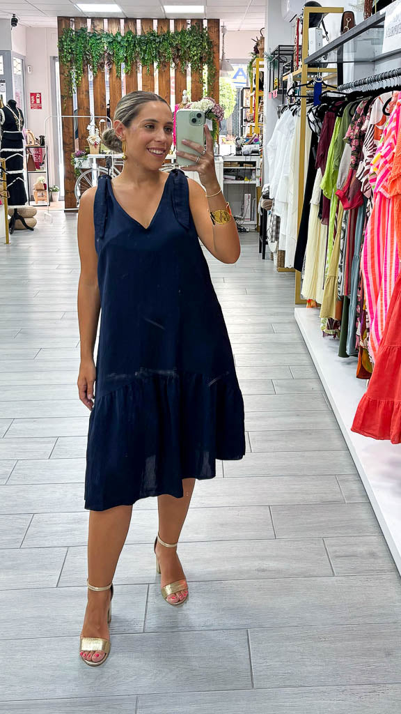 Vestido corto tirante nudo