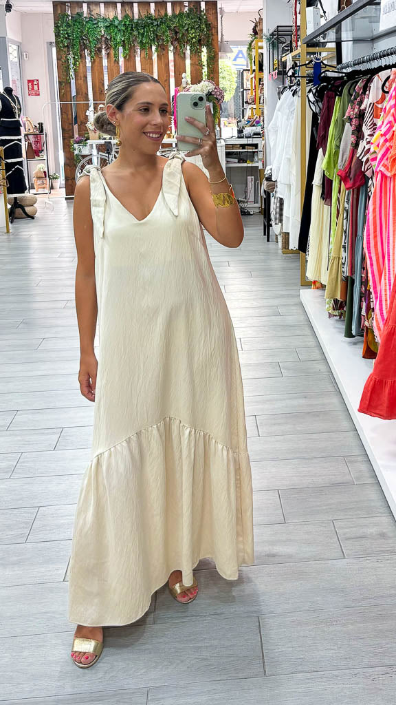 Vestido largo tirante nudo