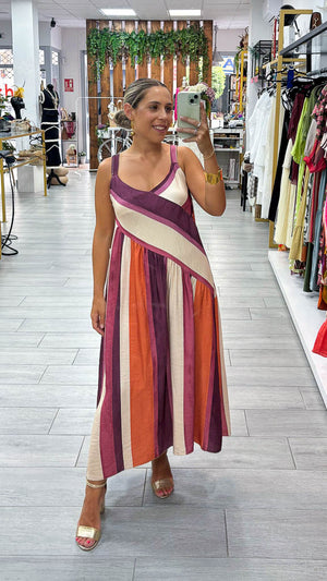 Vestido multicolor lila naranja
