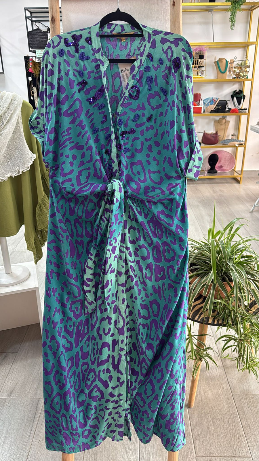 Vestido azul animal print