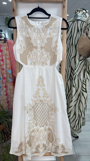 Vestido blanco y beige thj