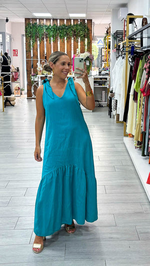 Vestido largo tirante nudo