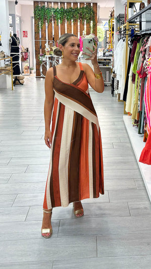 Vestido multicolor beige marrón