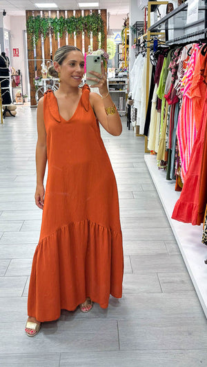 Vestido largo tirante nudo