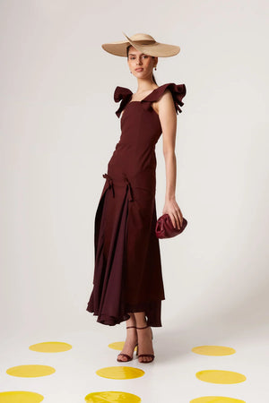Vestido nora liso granate