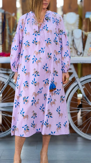 Vestido malva hojas