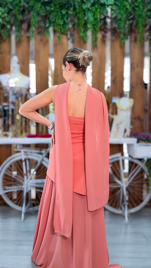 Vestido fiesta capa