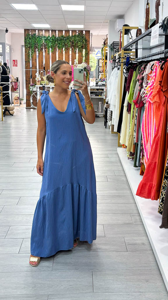 Vestido largo tirante nudo
