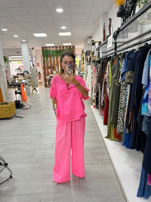 Pantalón lino goma