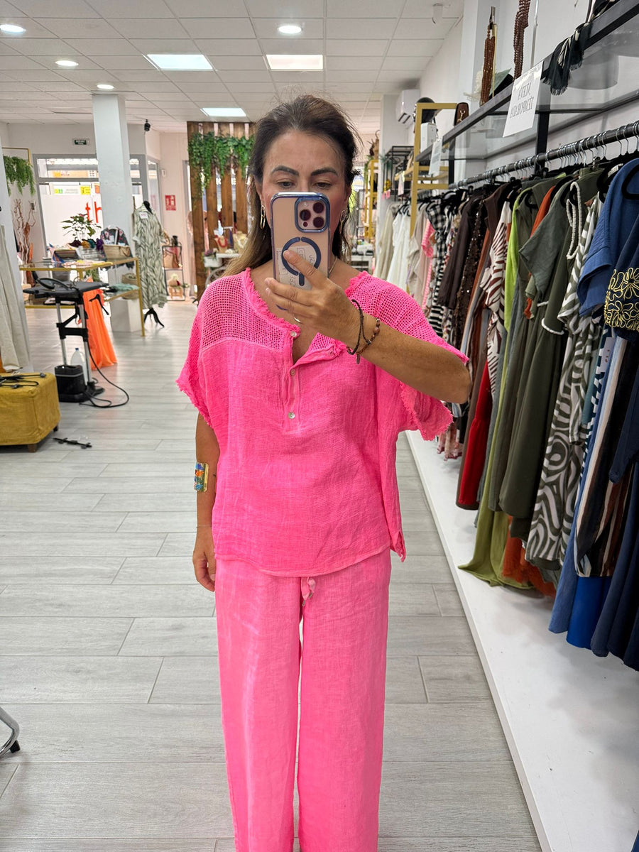 Pantalón lino goma