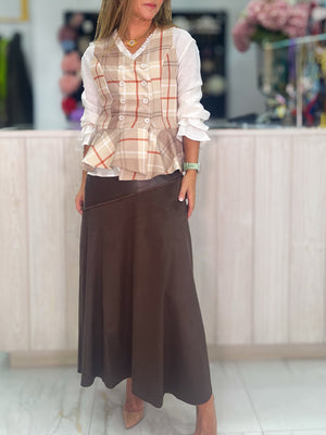 Chaleco Peplum Cuadros beige - vista completa