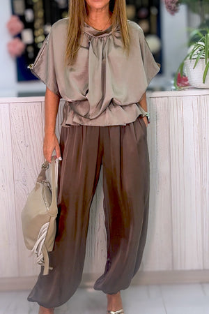 Pantalón Fluido Chocolate - vista frontal