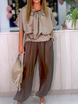 Pantalón Fluido Chocolate - vista frontal