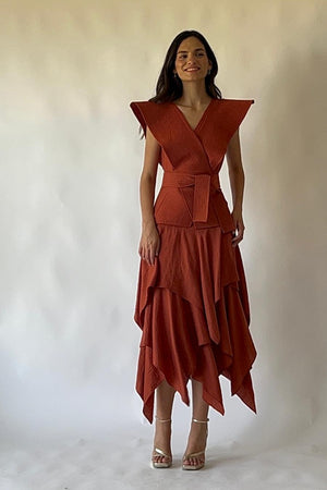 Vestido Clarissa teja de invitada para eventos