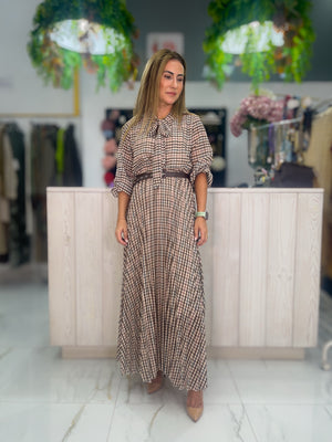 Vestido Cuadros Multicolor - marrón vista completa