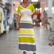 Cargar imagen en el visor de la galería, Vestido de punto rayas lima, beige, blanco y negro
