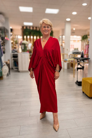 Vestido satén rubí rojo para eventos