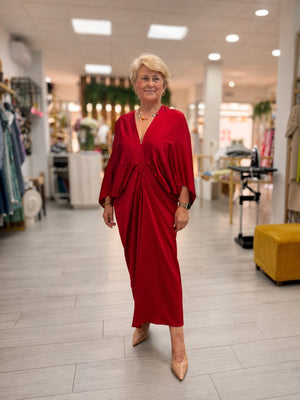 Vestido satén rubí rojo para eventos