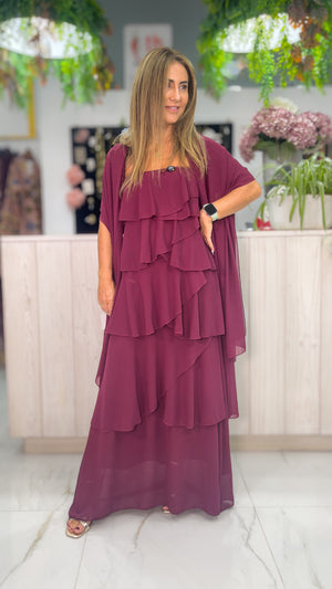 Vestido Volantes Capas buganvilla - vista completa