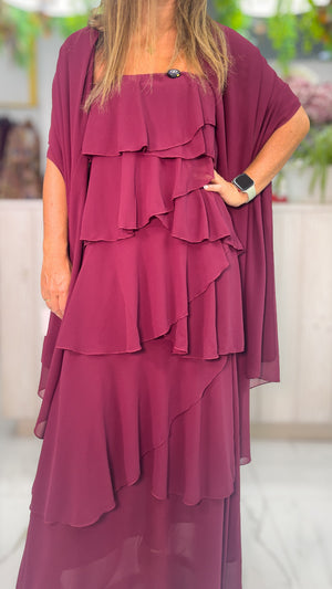 Vestido Volantes Capas buganvilla - detalle de volantes