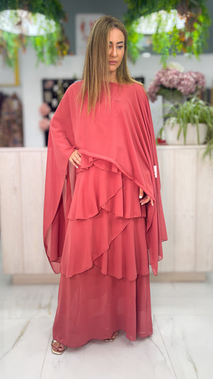 Vestido Volantes Capas rosa - vista de conjunto